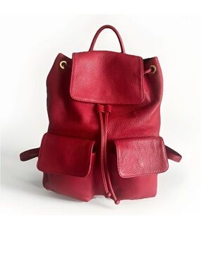 Brooks Brothers Red Pebbled Leather Drawstring Backpack